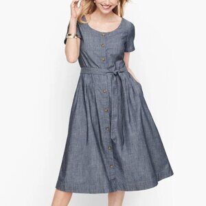 Talbots Denim Button Front Fit & Flare Dress | Size 4P